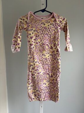 Tea baby Girls Floral Sleep Gown - Yellow & Pink 3-6m